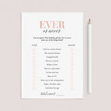 Printable Ever or Never Game for Teen Birthday Party by LittleSizzle