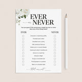 Printable Ever or Never Game for Anniversary Party by LittleSizzle