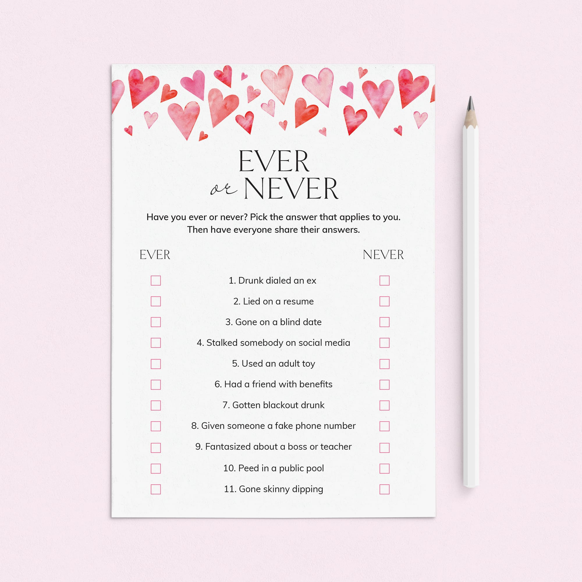 Galentine's Day Ever or Never Printable Game by LittleSizzle