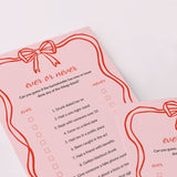 Ever or Never Printable Bachelorette Party Game Pink Wavy Border