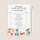 Fun Dog Birthday Party Game Ever or Never Printable by LittleSizzle