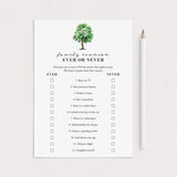 Printable Family Reunion Icebreaker Game Ever or Never by LittleSizzle