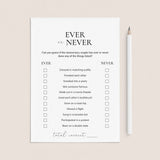 Ever or Never Couple Game for Anniversary Party Printable by LittleSizzle