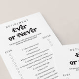 Retirement Printable Ever or Never Game