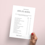 Ever or Never Birthday Game for Her Printable