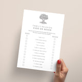 Ever or Never Family Reunion Game Printable