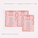 Ever or Never Printable Bachelorette Party Game Pink Wavy Border