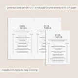 Book Club Party Game Ever or Never Printable