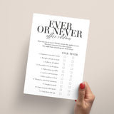 Ever or Never Office Party Icebreaker Game Printable