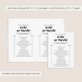 Retirement Printable Ever or Never Game