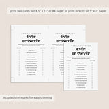Family Reunion Ever or Never Printable Icebreaker