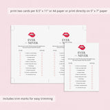 Adult Ladies Night Game Ever or Never Printable