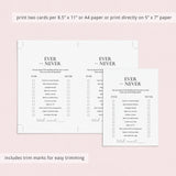 Printable Ever or Never Birthday Party Game for Teens