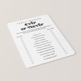 Family Reunion Ever or Never Printable Icebreaker