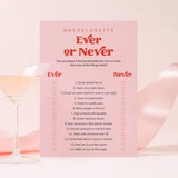Funny Bachelorette Ever or Never Questions Game Printable