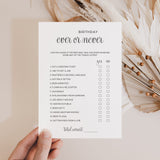 Ever or Never Birthday Game for Her Printable