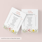 Birthday Ever or Never Game Wildflower Theme