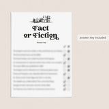 Fun Party Game for Book Lovers | Fact or Fiction Printable