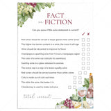 Wine Themed Party Wine Fact or Fiction Game with Answers Printable by LittleSizzle