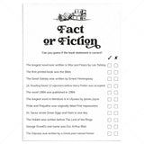 Fun Party Game for Book Lovers | Fact or Fiction Printable by LittleSizzle