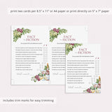 Wine Themed Party Wine Fact or Fiction Game with Answers Printable