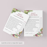 Wine Themed Party Wine Fact or Fiction Game with Answers Printable