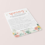 Spring Family Feud Questions and Answers Printable