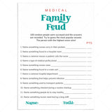 Medical Family Feud Questions and Answers Printable