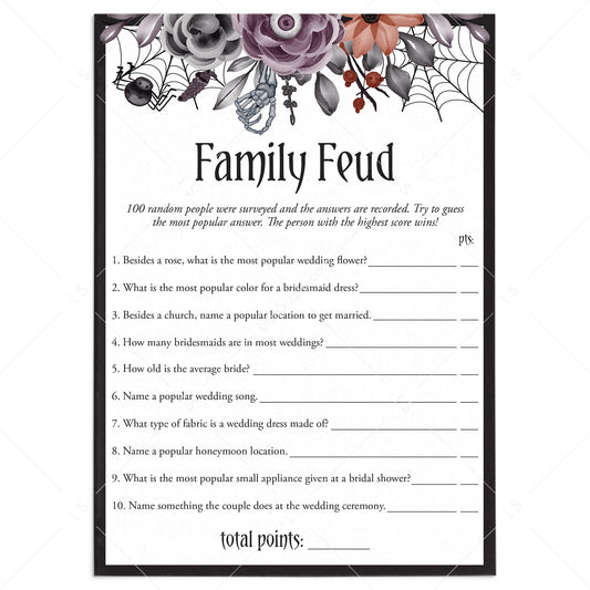 Halloween Theme Bridal Shower Family Feud Questions and Answers Printable by LittleSizzle