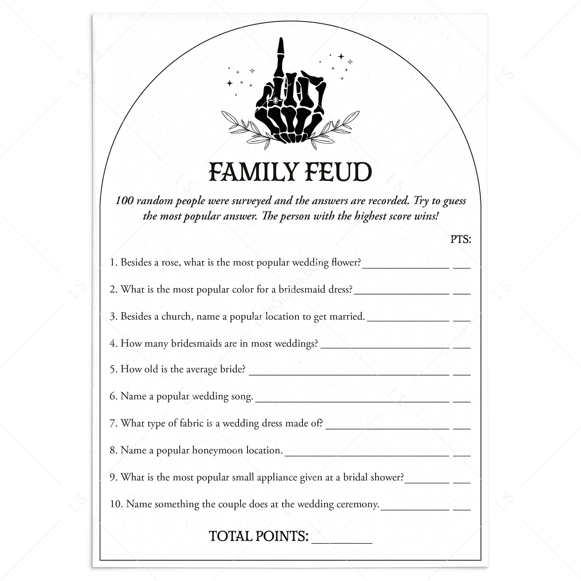 Bride or Die Bridal Shower Family Feud Game Printable by LittleSizzle