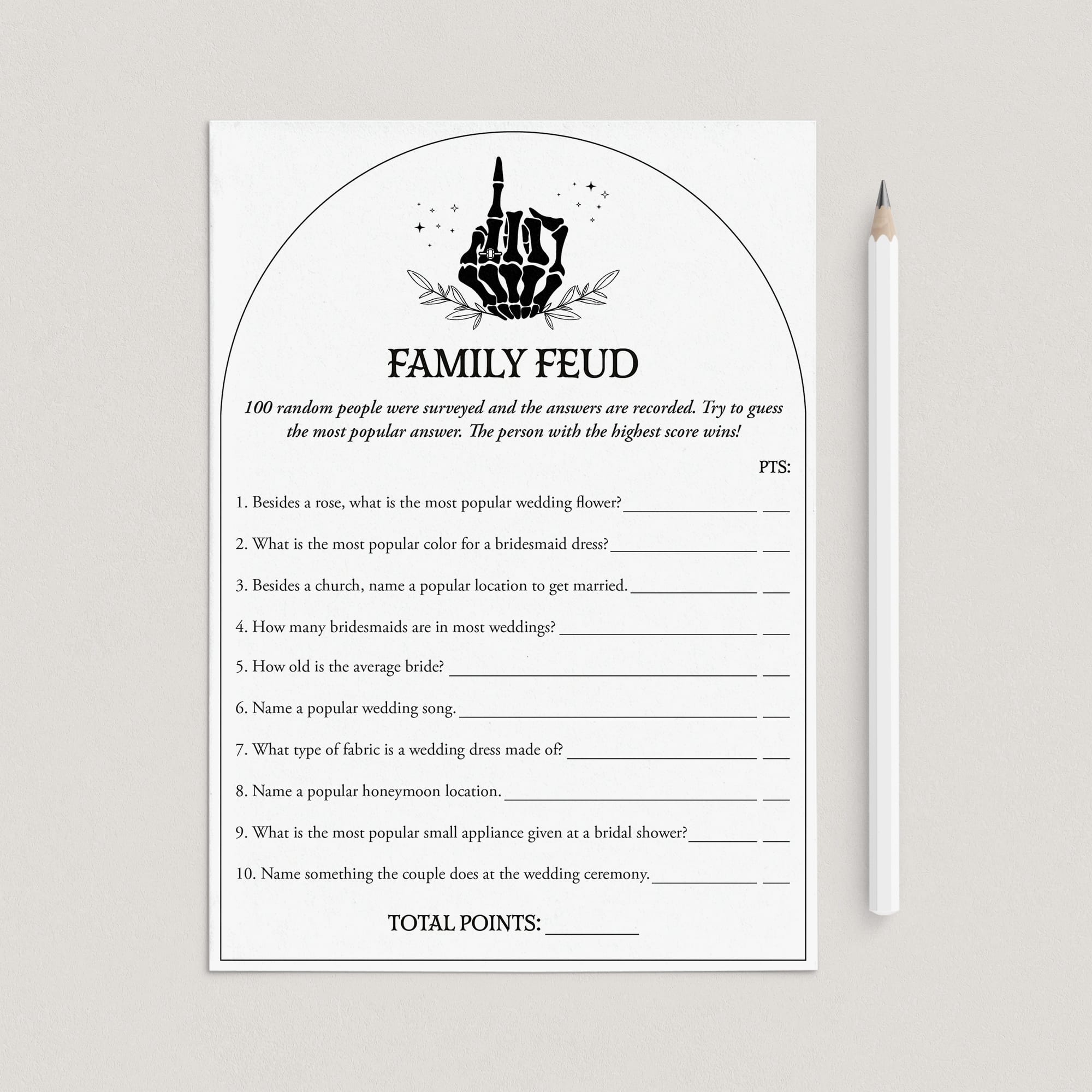 Bride or Die Bridal Shower Family Feud Game Printable by LittleSizzle