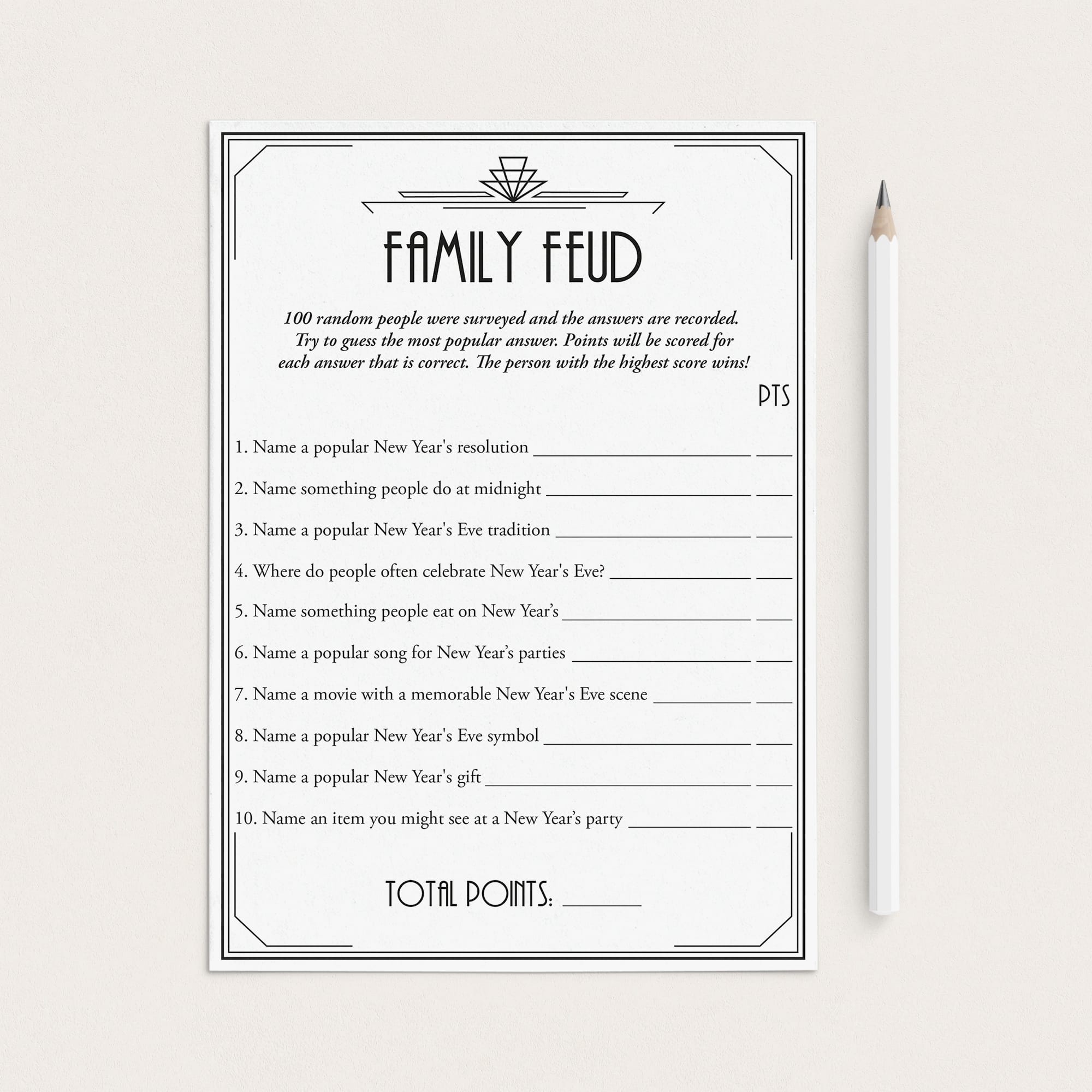 New Year's Eve Party Family Feud Game Great Gatsby Theme by LittleSizzle