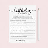 Birthday Family Feud with Answer Key Printable by LittleSizzle