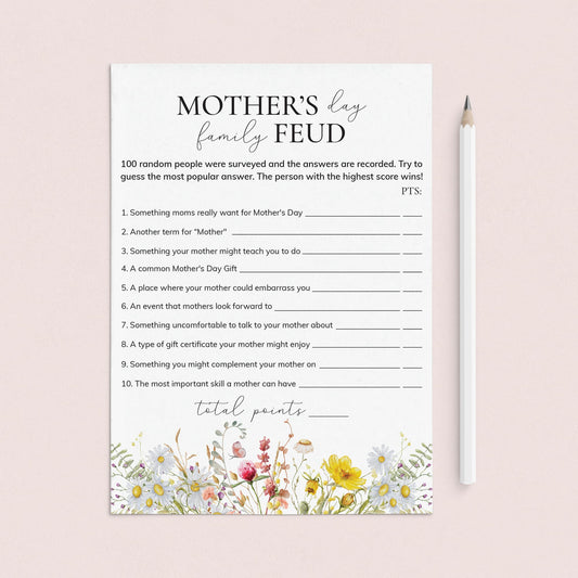 Mother's Day Family Feud Questions and Answers Printable by LittleSizzle