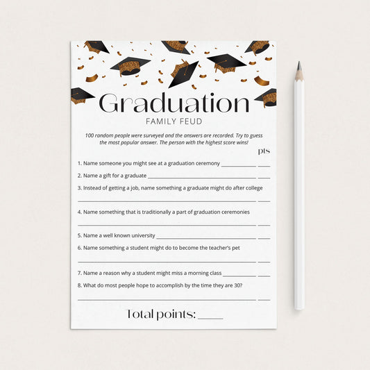 Graduation Family Feud Questions and Answers Printable by LittleSizzle