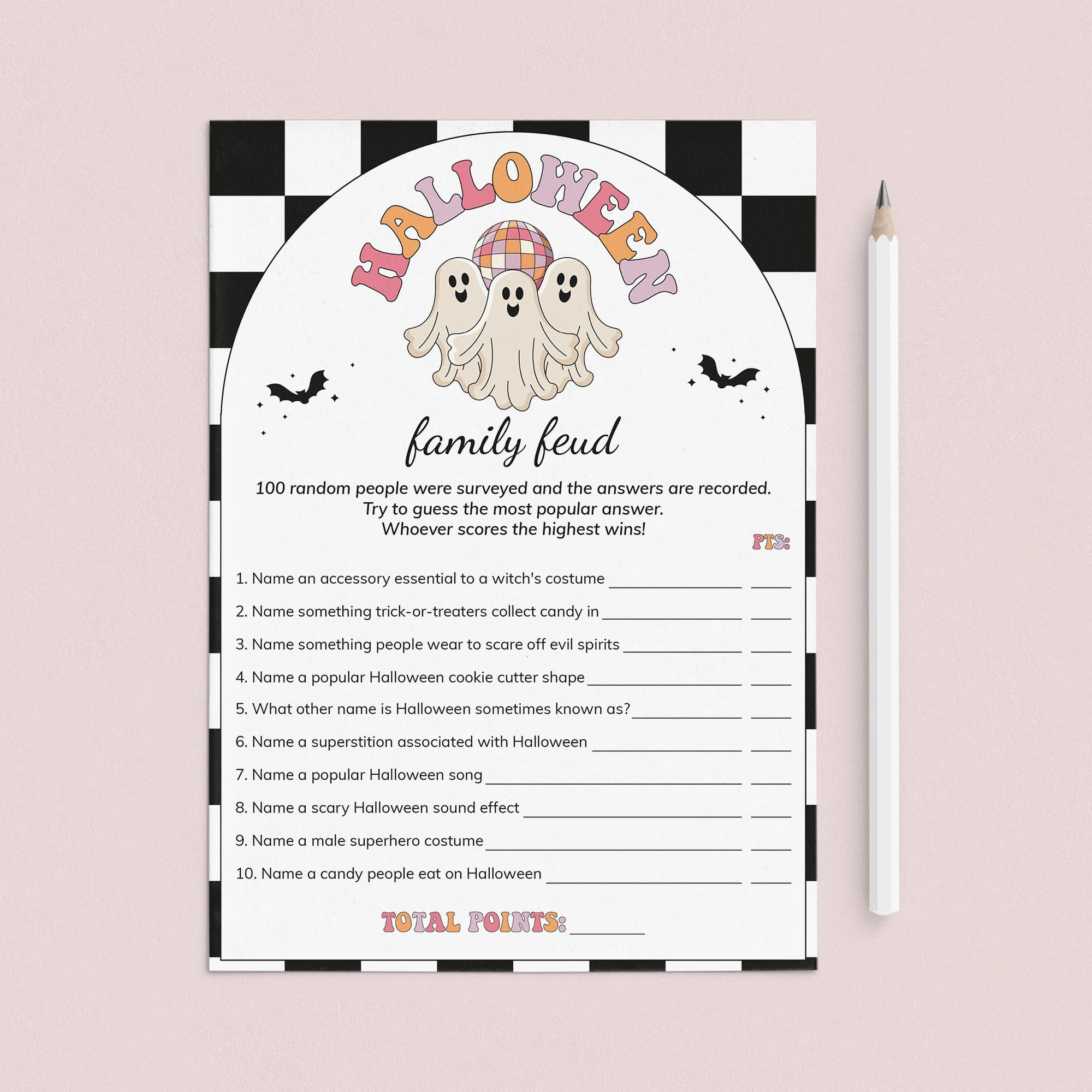 Family Feud Halloween Questions and Answers Printable by LittleSizzle