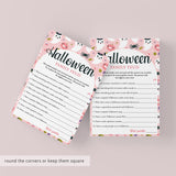 Girly Ghoul Party Game Halloween Family Feud with Answers Printable