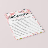 Girly Ghoul Party Game Halloween Family Feud with Answers Printable