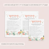 Spring Family Feud Questions and Answers Printable