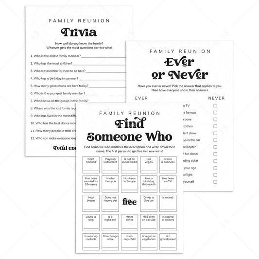 Printable Icebreaker Games for Family Reunion by LittleSizzle