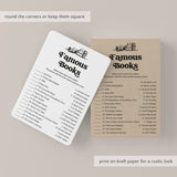 Printable Book Club Game Famous Books