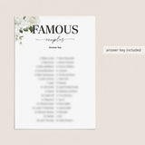 Match The Famous Couples Game with Answers Printable