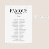 Famous Couples Game with Answer Key Printable