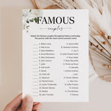 Match The Famous Couples Game with Answers Printable