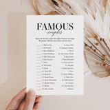 Famous Couples Game with Answer Key Printable