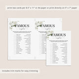 Match The Famous Couples Game with Answers Printable