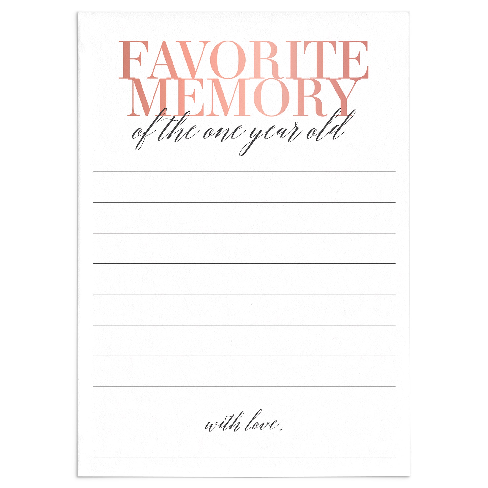 Baby Girl 1st Birthday Favorite Memory Cards Printable by LittleSizzle