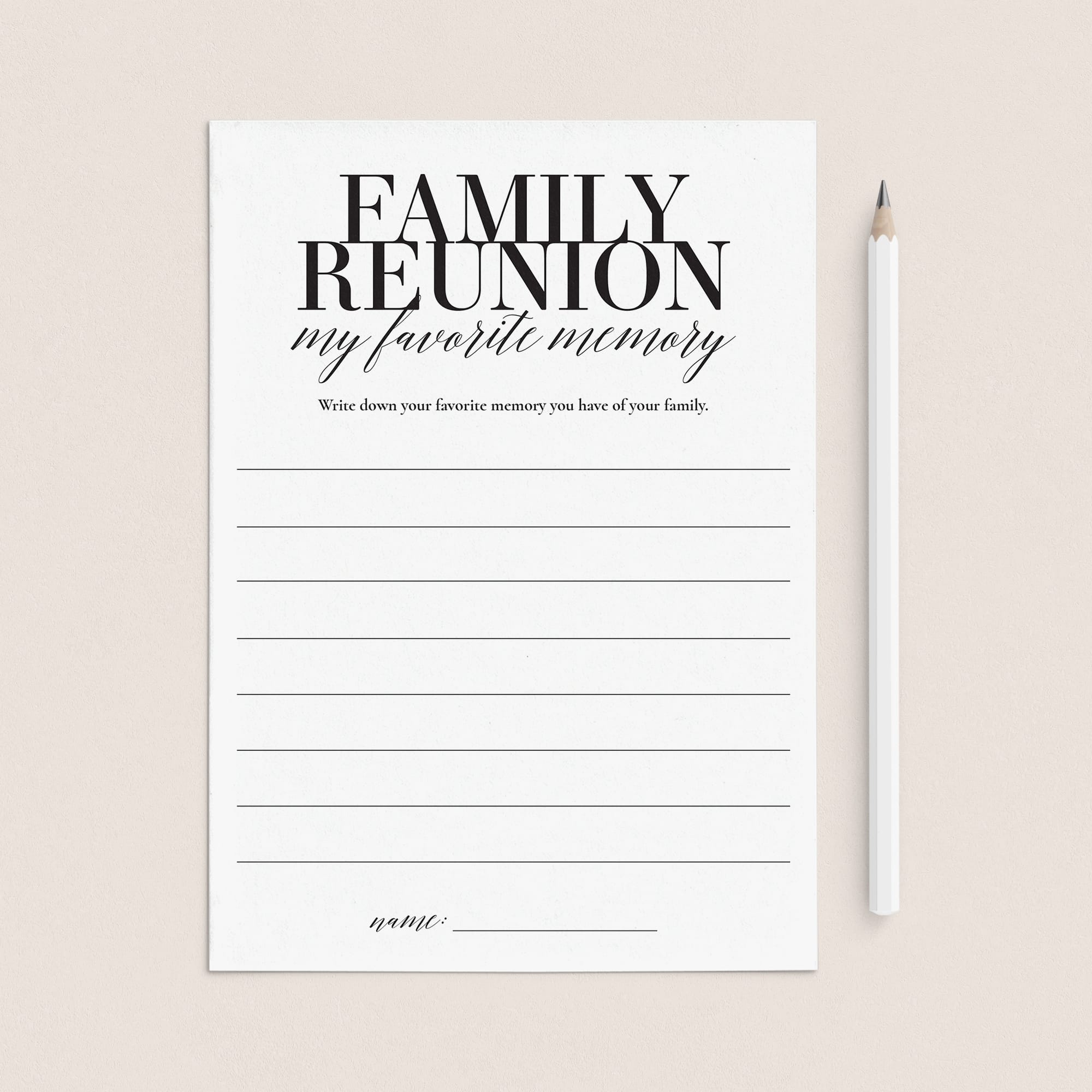 Family Reunion Icebreaker My Favorite Memory Cards Printable by LittleSizzle