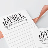 Family Reunion Icebreaker My Favorite Memory Cards Printable