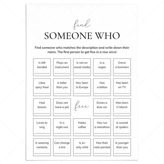 Printable Icebreaker Bingo Find Someone Who by LittleSizzle